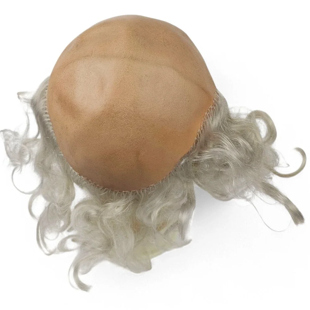 Vintage Old Man Latex Mask Grandfather Grey Hair Mesh Eyes Halloween Costume VTG